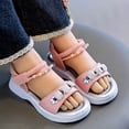 thumbnail image 6 of Floleo Girls Shell & Flower Accent Pearl Sandals, Adjustable Ankle Strap Footwear, Three Tone Non-Slip Rubber Sole Kids Summer Beach & Casual Dress Shoes(Pink,7-8 Years), 6 of 7