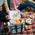 thumbnail image 5 of FORMRS Insulated Cooler Bag 24 Cans Capacity Soft Leakproof Lunch Box with Side Pockets, Green Stripes Pattern, 5 of 7