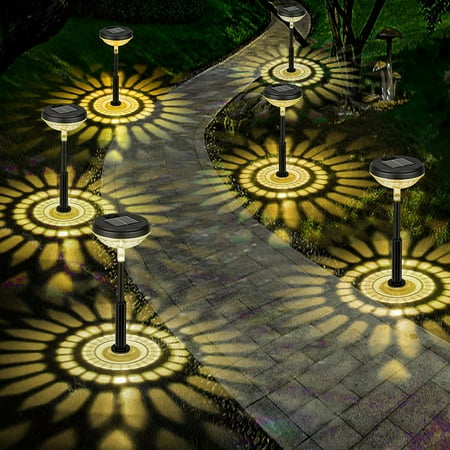 Rirool Solar Pathway Lights 6 Pack  Waterproof Solar Outdoor Lights  LED Landscape Lighting for Walkway Yard Garden Lawn Patio (Multicolor & Warm White)