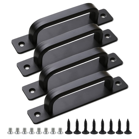 4 Pack Barn Door Handles, 5.79" Sliding Barn Door Pull Handle, Cabinet Door Handle with Screws, Heavy Duty Pull Push Door Plate Handle for Wardrobe Drawer Closet