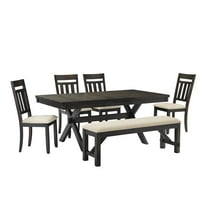 Crosley Furniture Hayden Wood 6 Piece Butterfly Leaf Trestle Dining Set in Slate