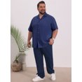 thumbnail image 5 of DARING DIVA Men's Big & Tall Summer Beach Camp Collar Short Sleeve Shirt XL Navy Blue, 5 of 7
