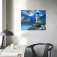 thumbnail image 4 of PIKWEEK Lighthouse Canvas Wall Art Beach Rock Canvas Pictures Flowers Ocean Painting Bathroom Decor Modern Daisy Seascape Artwork framesor Home Bedroom Living Room Decoration, 4 of 6
