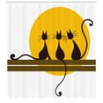 thumbnail image 3 of Ambesonne Kitten Shower Curtain, Cartoon Cat Silhouettes Sun, 69"Wx70"L, Brown Chocolate and Brown, 3 of 3