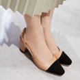 thumbnail image 2 of asddcavvf Summer New Pointed Thick Heel Shallow Mouth Large Size Color Contrast Sandals, 2 of 9