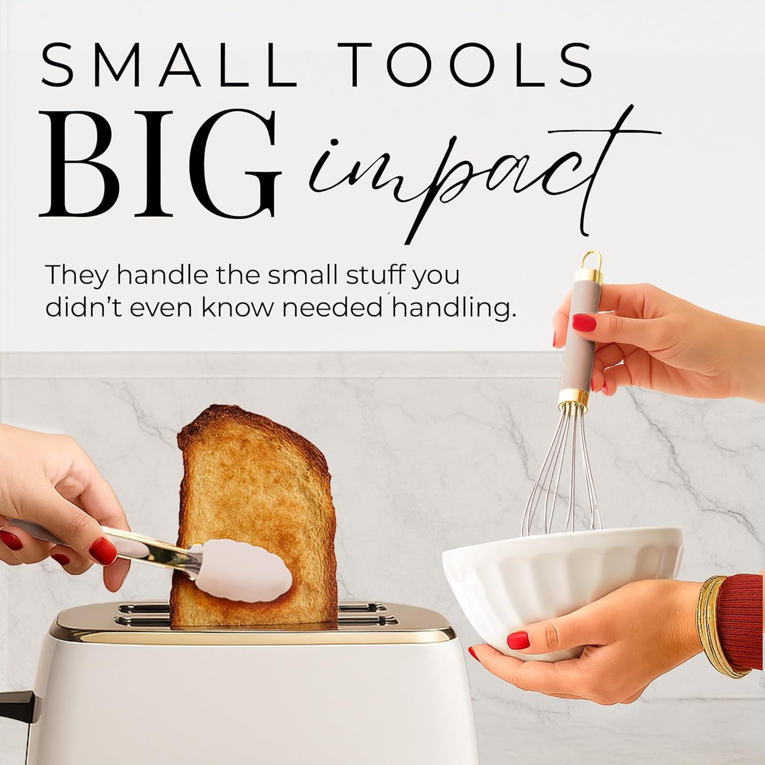 Styled Settings 23-Piece Gold and Beige Kitchen Utensils Set – Silicone Nonstick Cooking Tools with Measuring Cups, Garlic Press, Can Opener, and Utensil Holder