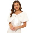 thumbnail image 1 of Elegante chal de piel sintética para mujer con cinta de lazo para novia, boda, fiesta, estola, encogimiento de hombros blanco L, 1 of 5