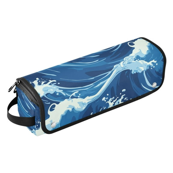 Hair Tool Travel Bag with Heat Resistant Mat for Flat Iron, Straighteners, Curling Iron, Makeup, Toiletries & Haircare Accessories, Portable Hot Tools Organizer with Hangdbag. Water Waves