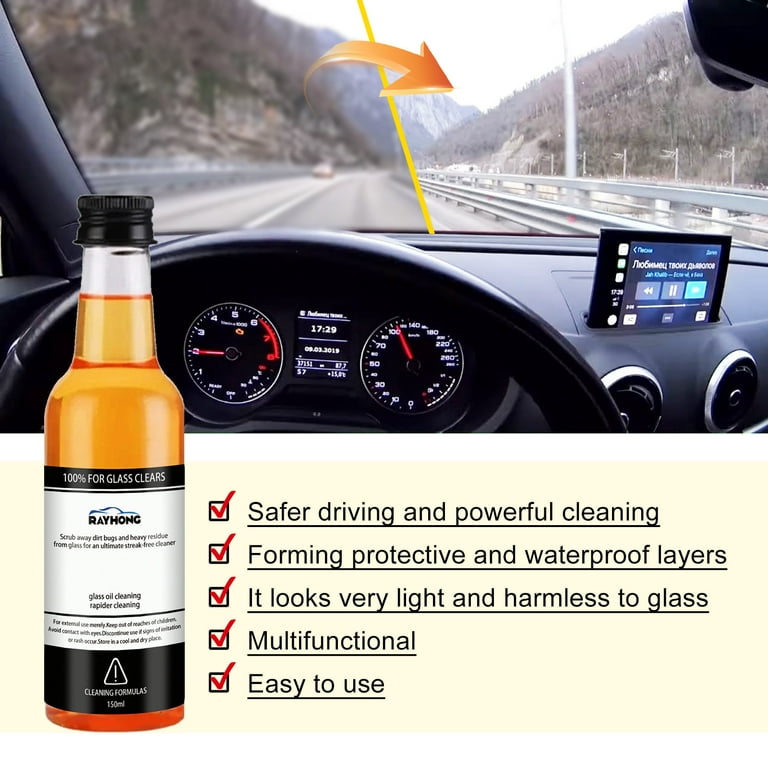 PRINxy Glass Oil Film Remover,Degreasing Film Cleaning Agent For Car Front  Windshield Oil Film Remover For Car Window Cleaning Agent For Both Home And