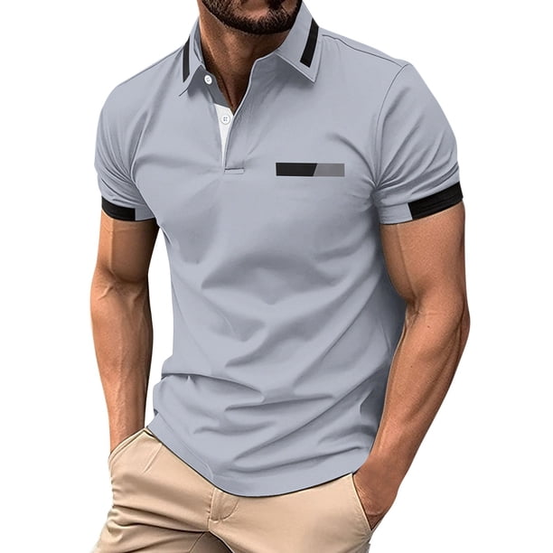 Camisas de Manga Corta Casual de Color Sólido Cuello Girado Abajo, Blusa de Poliéster Transpirable para el Hogar, Diario Y Cuatro Estaciones