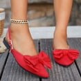 thumbnail image 3 of Women's Bowknot Pointed Toe Slingback Flats Shoes Comfortable Slip On Walking Flat Low Heel Dress Shoes Red Size 9.5, 3 of 7