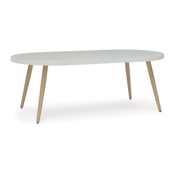 Bowery Hill Contemporary Aluminum White Outdoor Dining Table