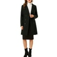 thumbnail image 3 of INSPIRE CHIC Women's Notched Lapel Double Breasted Winter Long Trenchcoat XS Black, 3 of 8