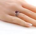 thumbnail image 3 of Gem Stone King 925 Sterling Silver Round Red Rhodolite Garnet and Black Diamond Ring for Women | 1.11 Cttw | Gemstone Birthstone (Size 9), 3 of 3