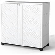 Outdoor Storage Cabinet, Portable Horizontal Storage Shed, Resin Outdoor Storage Box Waterproof for Patio-Easy to Assemble