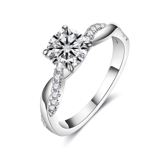 IMOLOVE Moissanite Wedding Engagement Ring for Women Twisted Rope Wedding Rings for Women Moissanite Rings for Women 1CT D Color VVS1 Clarity Promise Ring for Her with 18K Gold plated Size 7