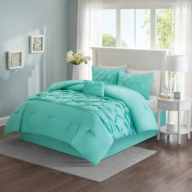 Comfort Spaces Cavoy 5 Piece Tufted Comforter Set, Queen, Aqua