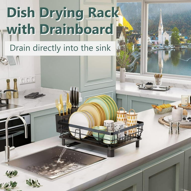 QCQHDU Dish Drying Rack Space-Saving, for Kitchen Counter, Easy