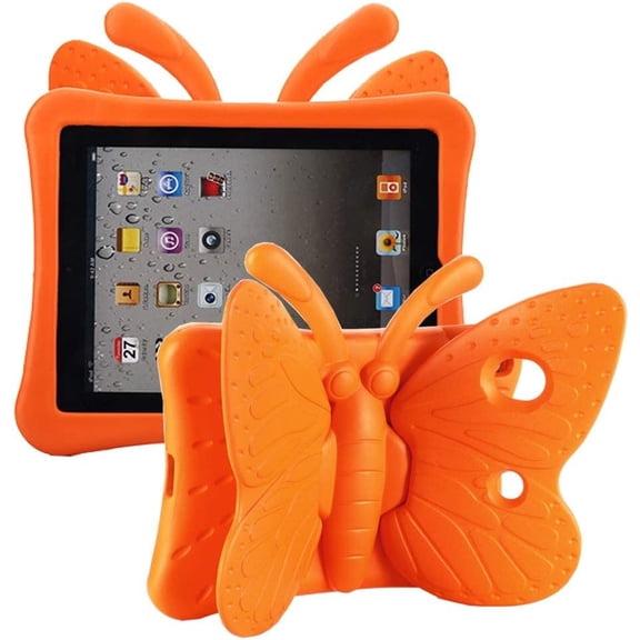 REQO iPad 9th 8th 7th Generation Case Kids Girls, Cute Butterfly Shockproof EVA Foam Super Protection Stand Cover for iPad 2021 2020 2019 10.2" and iPad Air 3 Pro 10.5"