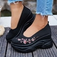 thumbnail image 2 of Women's Orthopedic Slip on Mules Platform Wedge Sneakers Backless Knit Comfortable with Arch Support Walking Shoes for Travel Black Size 9, 2 of 4