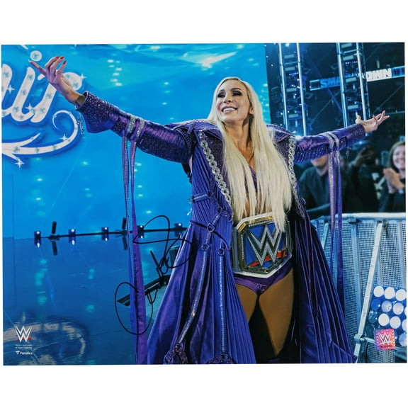 Charlotte Flair WWE Autographed 16" x 20" Entrance with Title Photograph - Signed in Black Ink - Fanatics Authentic Certified