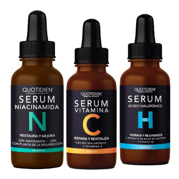Kit Serum Vitamina C + Suero Acido Hialuronico + Niacinamida Skin Care Hidratante Facial Quotidien Quotidien Serum Vitamina C Serum skin care