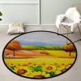 thumbnail image 2 of FREEAM Kids Round Nursery Area Rug 5 ft Colorful Sunflowers Oil Painting Non Slip Play Mats for Kids Boys Girls Playing Room Living Room, 2 of 6
