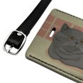 thumbnail image 2 of Chubby British Short Hair Grey Cat Rectangle Leather Luggage Card Suitcase Carry-On ID Tag, 2 of 7