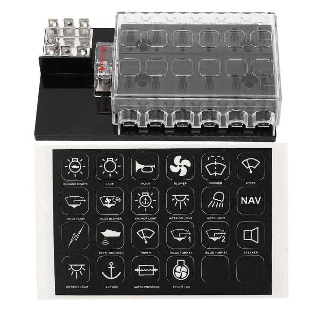 Boîte à fusibles à lame pour automobile, boîtier ABS étanche 12 voies, support de bloc-fusibles à lame pour voiture 12-36 V CC