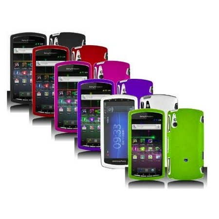 - 6-pack Hard Rubberized Case for Sony Ericsson Xperia Play R800 - Black, Red, Pink, Purple, White, Green