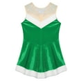thumbnail image 4 of TiaoBug Kids Girls Christmas Ballet Dance Leotard Figure Ice Skating Dress Velvet Santa Claus Costume Green 14, 4 of 5