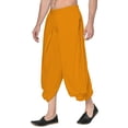 thumbnail image 2 of eloria Men's Dhoti Indian Men's Rayon Dhoti Aladdin Style Pants, Color: Mustard | Free Size, 2 of 5