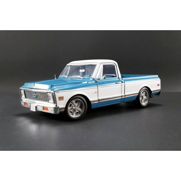 1971 Chevy C10 Custom Pickup Truck, Blue with White - Acme 1807209