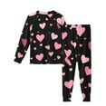 thumbnail image 4 of BLVB Girls Valentines Pajamas Set Pjs Long Sleeve Crewneck Heart Sleepwear Loungewear Sets for Kids 5-16 Years, 4 of 7