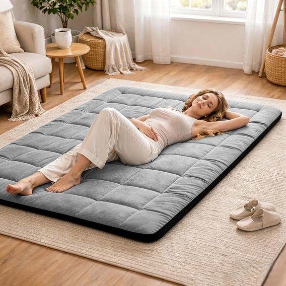 Roll-up Folding Mattress Topper, 800GSM, Suitable For Bed Frames, Bedrooms,Guest Rooms, Dorms And RVs.