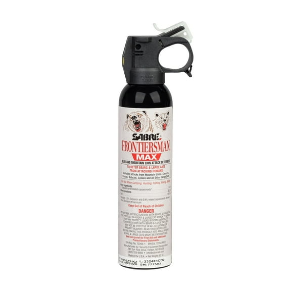 SABRE Frontiersman MAX Bear Spray and Mountain Lion Deterrent, 9.2 oz, 40 ft Range, Maximum Strength, Hiking, Camping