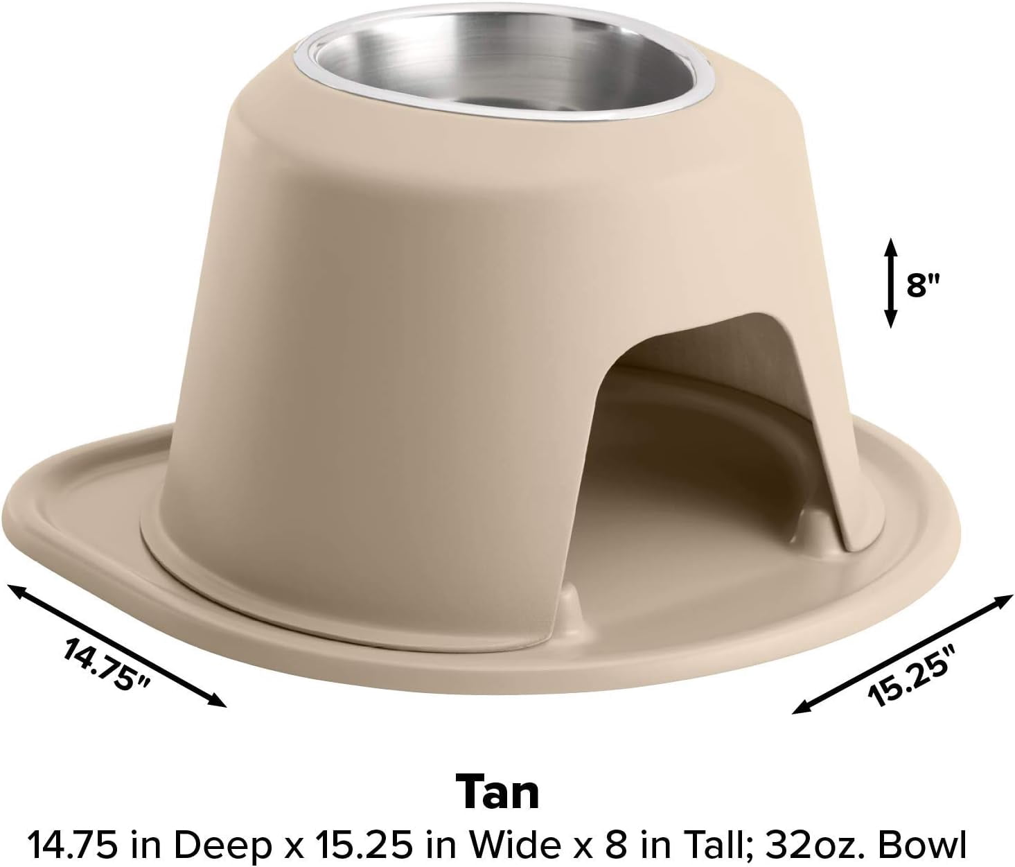 WeatherTech Single High Pet Feeding System - Raised Dog / Cat Bowl - 8" High Stand Tan (SH3208TNTN)