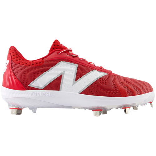 thumbnail image 2 of New Balance Women's Fuelcell Fusev4 Low Metal Fastpitch Softball Cleats Red/White Wide 10, 2 of 6