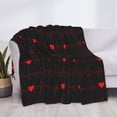 thumbnail image 3 of Qekee Cardiogram and Heart print Throw Blanket, Cotton Flannel Home Decor, All Season Reversible Sherpa Bedding-60"x50", 3 of 6