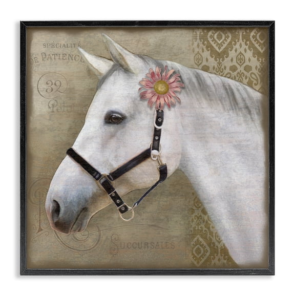 Stupell Industries Cottage Boho Barnyard Horse Black Framed Giclee Art, 12 x 12, by Suzanne Nicoll