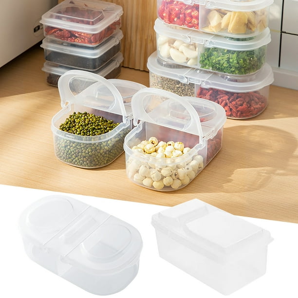 Recipientes de almacenamiento de alimentos con tapas - Set de 5 piezas, plástico sin BPA, cajas herméticas para cocina y congelación para despensa, frigorífico y preparación de comidas