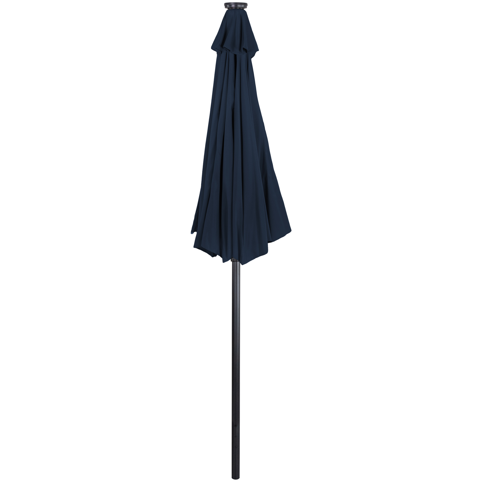 Northlight 9ft Solar Lighted Outdoor Patio Market Umbrella with Hand Crank and Tilt, Navy Blue