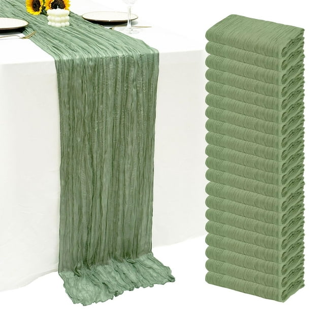Juego de 20 tapetes de mesa de estopilla, color verde salvia, 55 x 300 cm, de Seveups