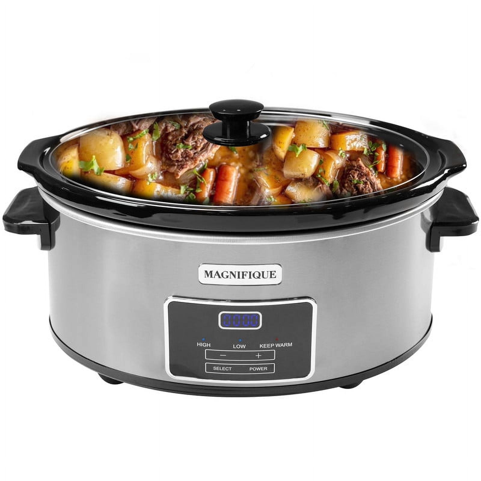 [New] Magnifique 4-Quart Slow Cooker with Casserole Digital Warm Setting - Perfect Kitchen Small Appliance for Family Dinners, Dishwasher Safe Crock
