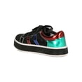 thumbnail image 3 of Women Mesh Color Panel Round Toe Lace-Up Rhinestone Trim Sneaker 18983, 3 of 6