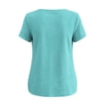 thumbnail image 4 of hoksml Women's Cotton Linen Peplum Blouse, Round Neck Short Sleeve Loose Fit Casual Summer Daily Wear Shirt, 4 of 7