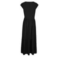thumbnail image 5 of ZVNAΖH Women's Summer Casual Crew Neck Sleeveless Wrap Dresses Pleated Long Dress Back Zip Vintage Dress, 5 of 6