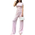 thumbnail image 2 of Conjunto de Dos Piezas para Mujer, Estilo Casual, Ideal para Estar en Casa. Incluye Top de Larga Ligeramente Corto y Pantalón de Pierna . Rosa - Corto M, 2 of 10