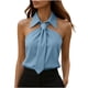 thumbnail image 1 of Fuera Del Hombro Camisetas de Manga Larga para las Mujeres Cuello Colgante Blusa sin Mangas de Color Sólido Top de Verano Casual para las Fiestas, 1 of 8