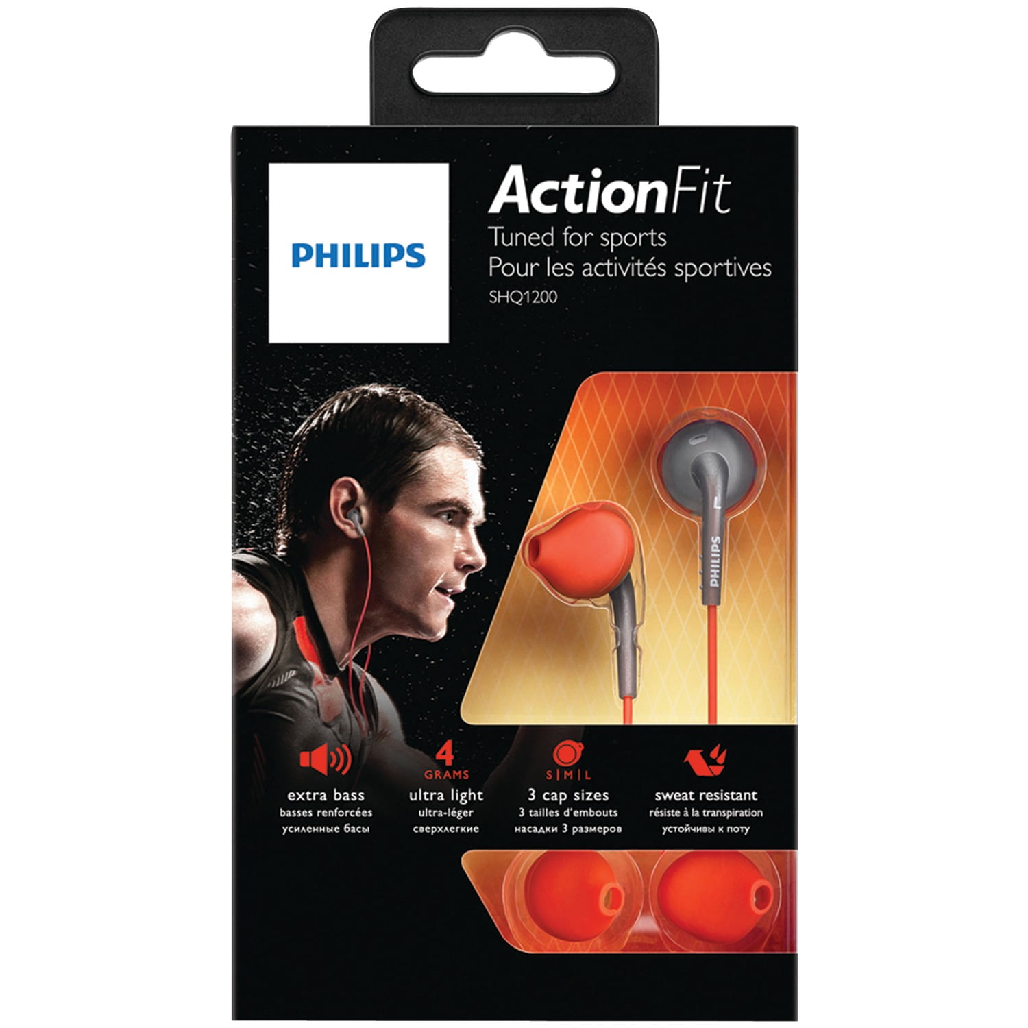 Philips SHQ1200/28 ActionFit Sports In-Ear Headphones (Gray/Orange)